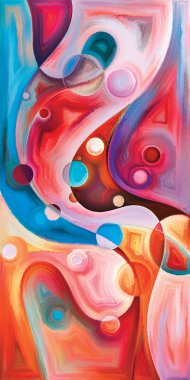 Çağdaş sanatın çember ve kıvrımlarından oluşan soyut arkaplan