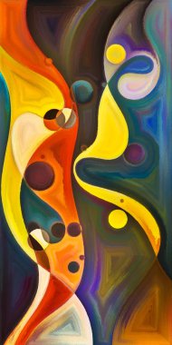 Çağdaş sanatın çember ve kıvrımlarından oluşan soyut arkaplan