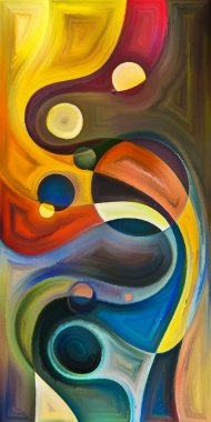 Çağdaş sanatın çember ve kıvrımlarından oluşan soyut arkaplan