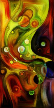 Çağdaş sanatın çember ve kıvrımlarından oluşan soyut arkaplan