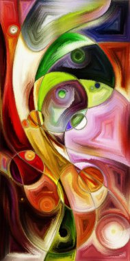 Çağdaş sanatın çember ve kıvrımlarından oluşan soyut arkaplan