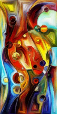 Çağdaş sanatın çember ve kıvrımlarından oluşan soyut arkaplan