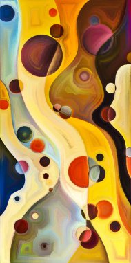 Çağdaş sanatın çember ve kıvrımlarından oluşan soyut arkaplan