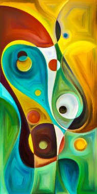 Çağdaş sanatın çember ve kıvrımlarından oluşan soyut arkaplan