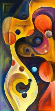 Çağdaş sanatın çember ve kıvrımlarından oluşan soyut arkaplan