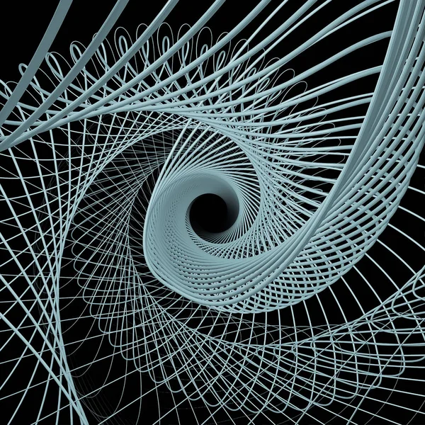 Vortex in Square. 3D rendering of rotating lines spinning around center