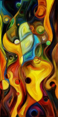 Çağdaş sanatın çember ve kıvrımlarından oluşan soyut arkaplan