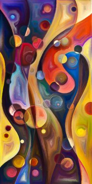 Çağdaş sanatın çember ve kıvrımlarından oluşan soyut arkaplan