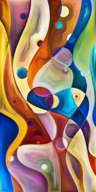 Çağdaş sanatın çember ve kıvrımlarından oluşan soyut arkaplan