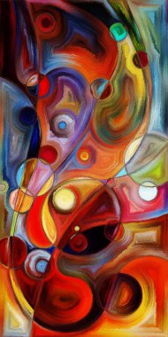 Çağdaş sanatın çember ve kıvrımlarından oluşan soyut arkaplan