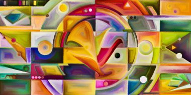 Arka plan renkli şekil parçaları modern sanatın konuda oluşur