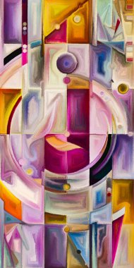 Arka plan renkli şekil parçaları modern sanatın konuda oluşur