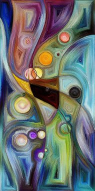 Çağdaş sanatın çember ve kıvrımlarından oluşan soyut arkaplan