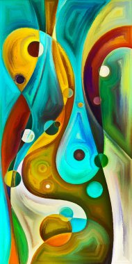 Çağdaş sanatın çember ve kıvrımlarından oluşan soyut arkaplan