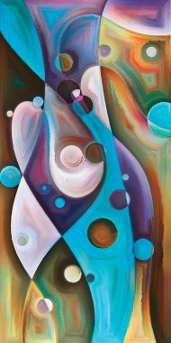 Çağdaş sanatın çember ve kıvrımlarından oluşan soyut arkaplan