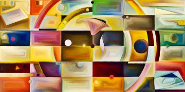 Arka plan renkli şekil parçaları modern sanatın konuda oluşur