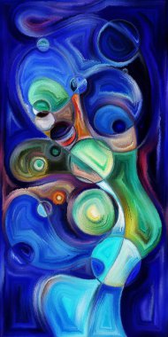 Çağdaş sanatın çember ve kıvrımlarından oluşan soyut arkaplan