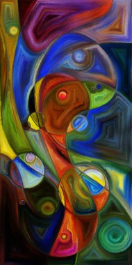 Çağdaş sanatın çember ve kıvrımlarından oluşan soyut arkaplan