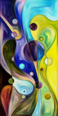 Çağdaş sanatın çember ve kıvrımlarından oluşan soyut arkaplan