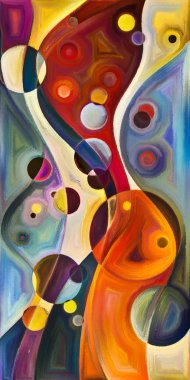 Çağdaş sanatın çember ve kıvrımlarından oluşan soyut arkaplan