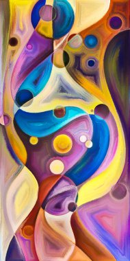 Çağdaş sanatın çember ve kıvrımlarından oluşan soyut arkaplan