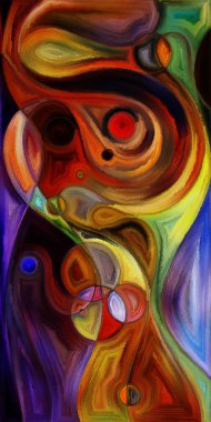 Çağdaş sanatın çember ve kıvrımlarından oluşan soyut arkaplan