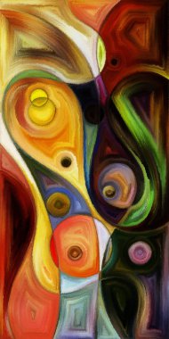 Çağdaş sanatın çember ve kıvrımlarından oluşan soyut arkaplan