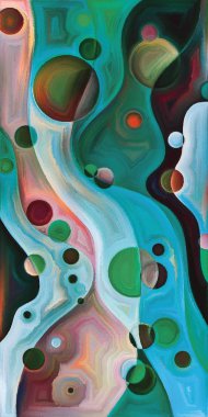 Çağdaş sanatın çember ve kıvrımlarından oluşan soyut arkaplan