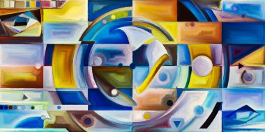 Arka plan renkli şekil parçaları modern sanatın konuda oluşur