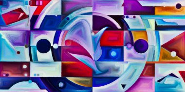 Arka plan renkli şekil parçaları modern sanatın konuda oluşur