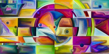 Arka plan renkli şekil parçaları modern sanatın konuda oluşur