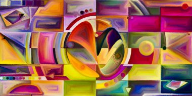 Arka plan renkli şekil parçaları modern sanatın konuda oluşur