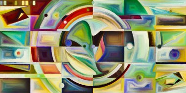 Arka plan renkli şekil parçaları modern sanatın konuda oluşur