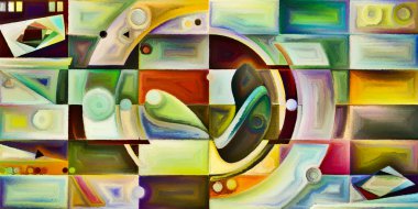 Arka plan renkli şekil parçaları modern sanatın konuda oluşur