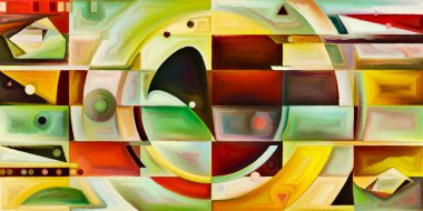 Arka plan renkli şekil parçaları modern sanatın konuda oluşur