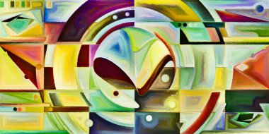 Arka plan renkli şekil parçaları modern sanatın konuda oluşur