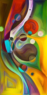 Çağdaş sanatın çember ve kıvrımlarından oluşan soyut arkaplan