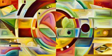 Arka plan renkli şekil parçaları modern sanatın konuda oluşur