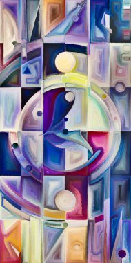 Arka plan renkli şekil parçaları modern sanatın konuda oluşur