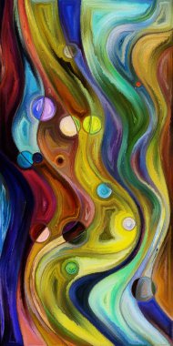 Çağdaş sanatın çember ve kıvrımlarından oluşan soyut arkaplan