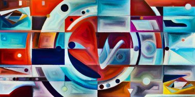 Arka plan renkli şekil parçaları modern sanatın konuda oluşur