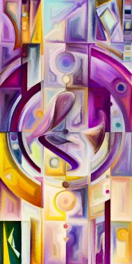 Arka plan renkli şekil parçaları modern sanatın konuda oluşur