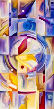 Arka plan renkli şekil parçaları modern sanatın konuda oluşur