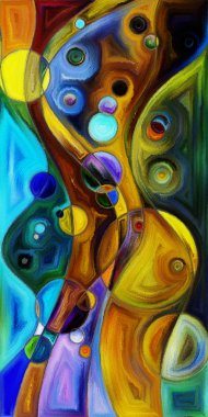 Çağdaş sanatın çember ve kıvrımlarından oluşan soyut arkaplan