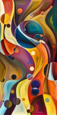 Çağdaş sanatın çember ve kıvrımlarından oluşan soyut arkaplan