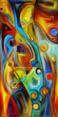 Çağdaş sanatın çember ve kıvrımlarından oluşan soyut arkaplan