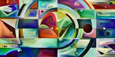 Arka plan renkli şekil parçaları modern sanatın konuda oluşur