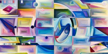 Arka plan renkli şekil parçaları modern sanatın konuda oluşur