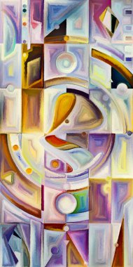 Arka plan renkli şekil parçaları modern sanatın konuda oluşur