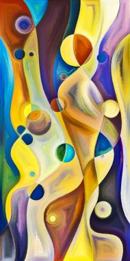 Çağdaş sanatın çember ve kıvrımlarından oluşan soyut arkaplan